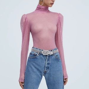 For love and Lemons Kiara Turtleneck in pink